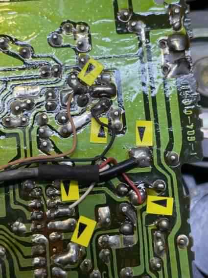 1) PCB marked up for disassembly